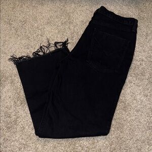 Hudson Jeans Black Cropped Denim with Frayed Hem